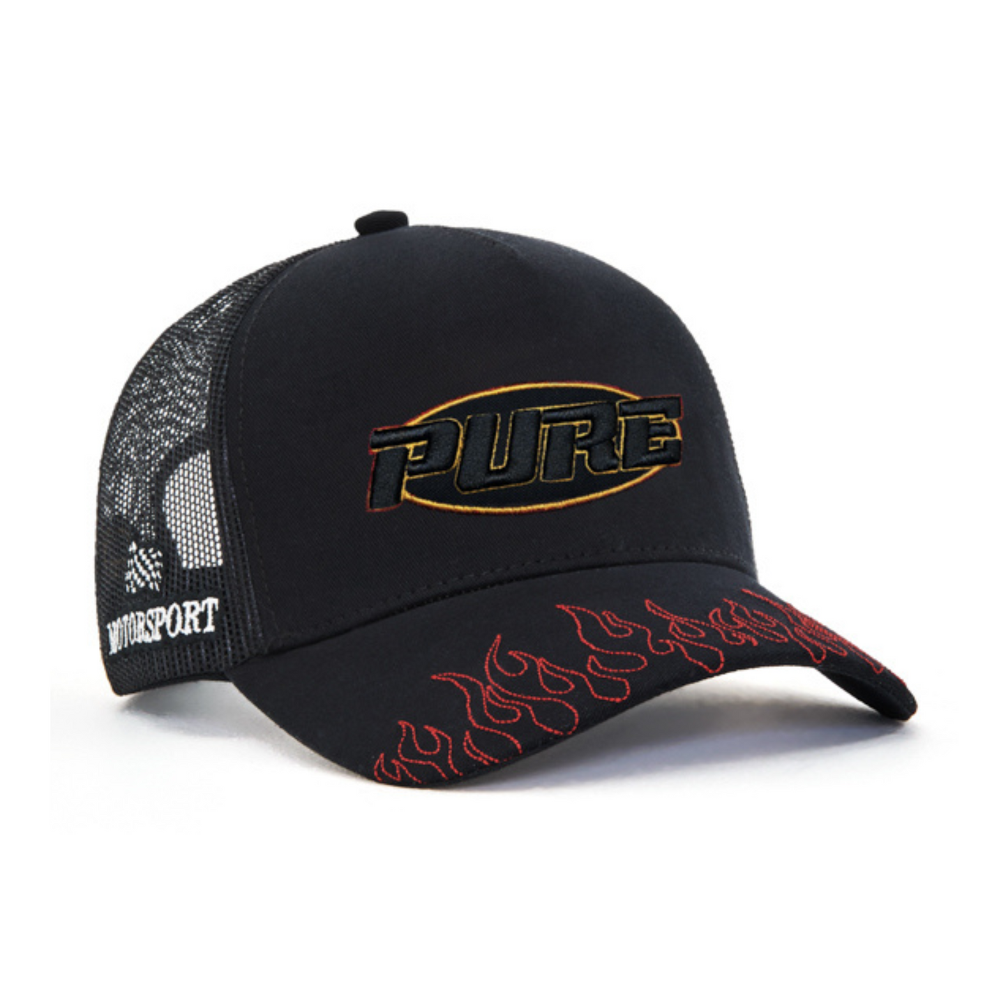 Motorsport Flames Trucker Black