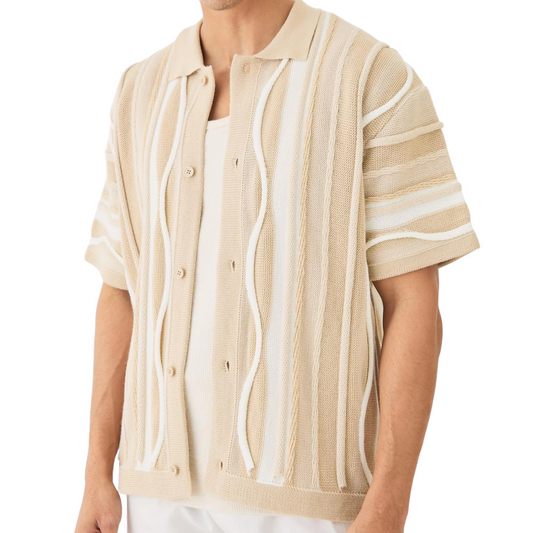 3D Jaquard Knit Shirt Beige