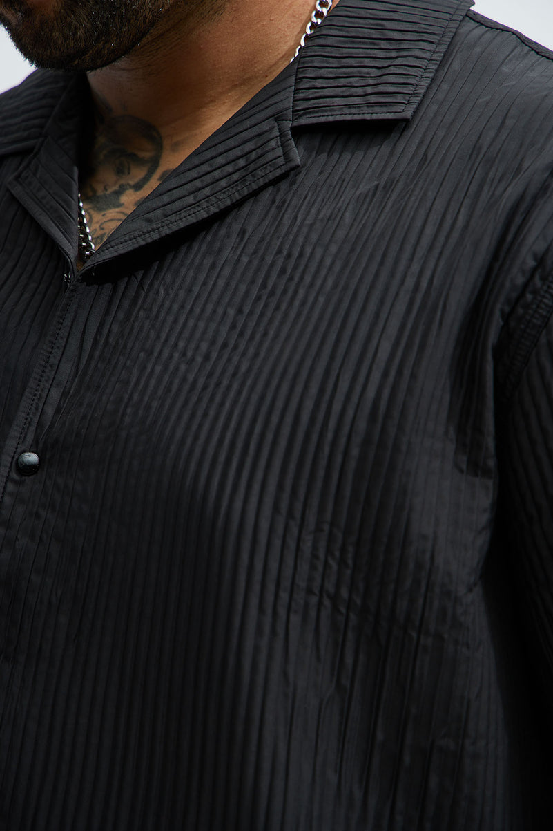 Coronado Pleated Shirt Black - Image 2